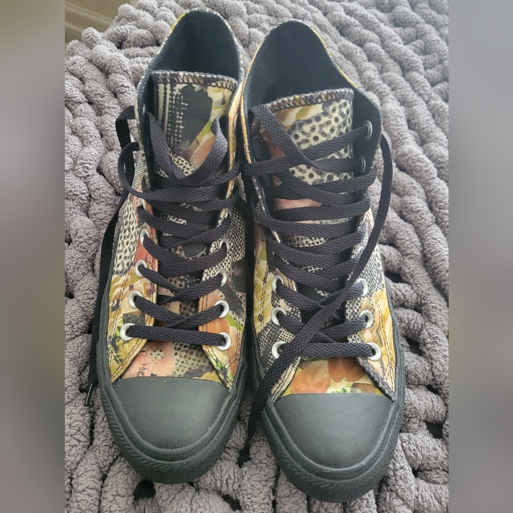 Gently Used Converse High-Top Sneakers with Floral Print